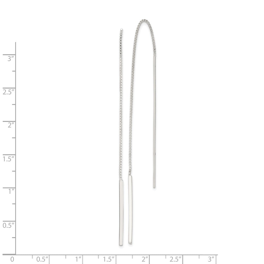 QE3894 Sterling Silver Polished Bar Threader Earrings