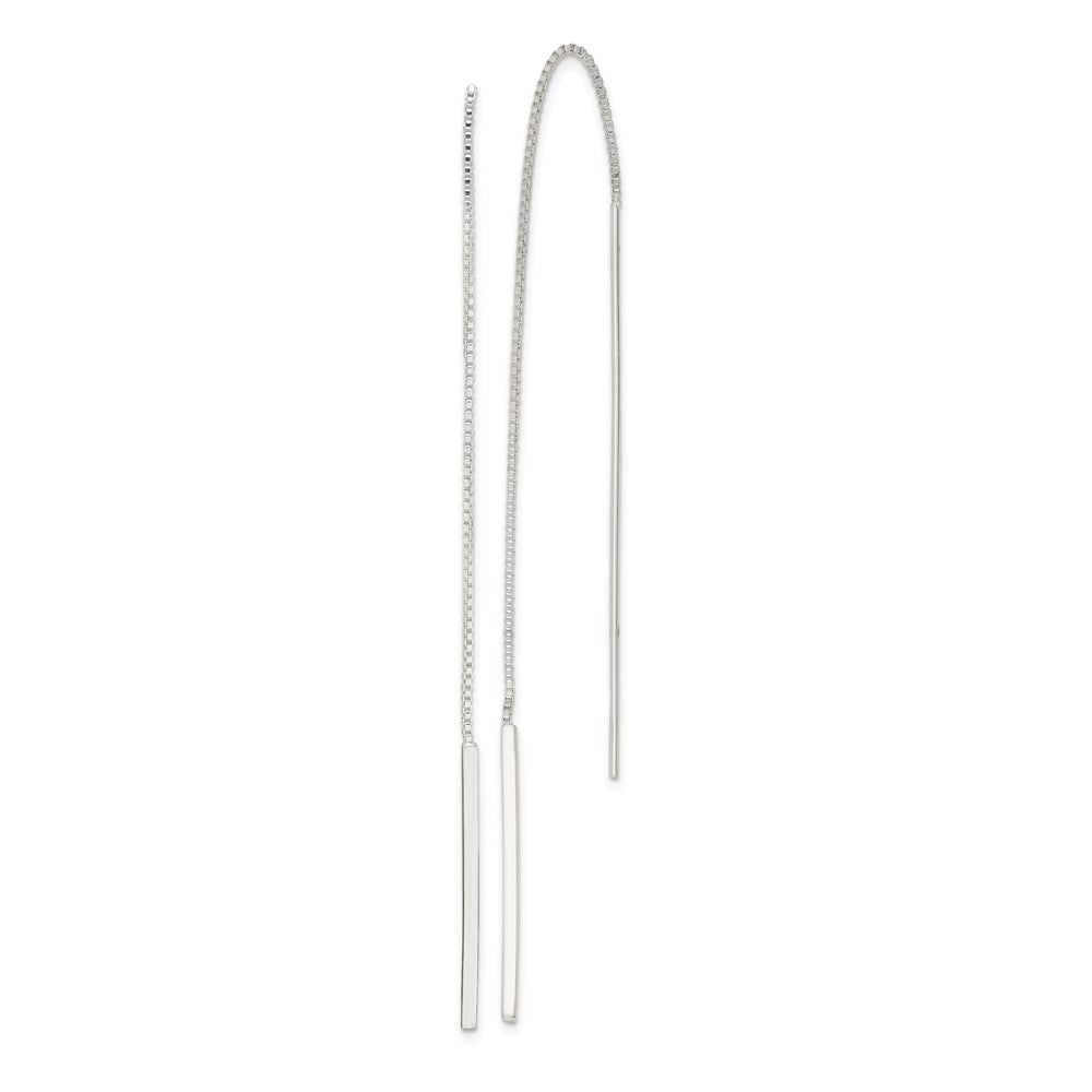 QE3894 Sterling Silver Polished Bar Threader Earrings