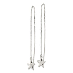 QE3899 Sterling Silver Polished Star Threader Earrings
