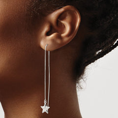 QE3899 Sterling Silver Polished Star Threader Earrings