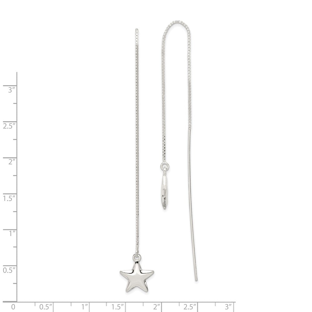QE3899 Sterling Silver Polished Star Threader Earrings