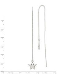 QE3899 Sterling Silver Polished Star Threader Earrings