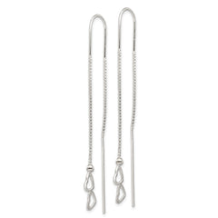 QE3900 Sterling Silver Polished Double Heart Threader Earrings