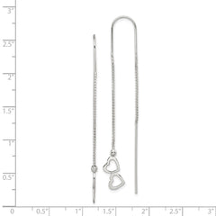 QE3900 Sterling Silver Polished Double Heart Threader Earrings