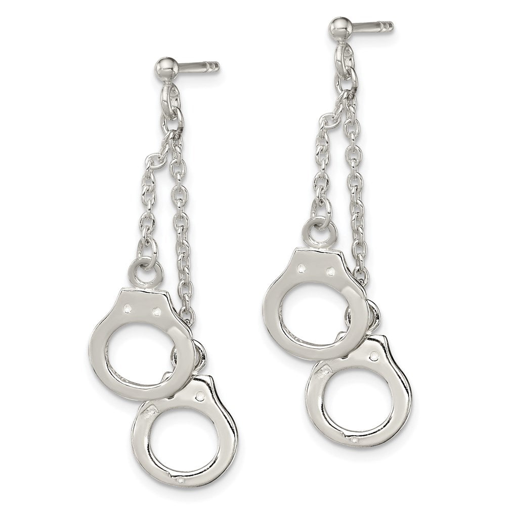 QE3955 Sterling Silver Hand Cuff Dangle Post Earrings