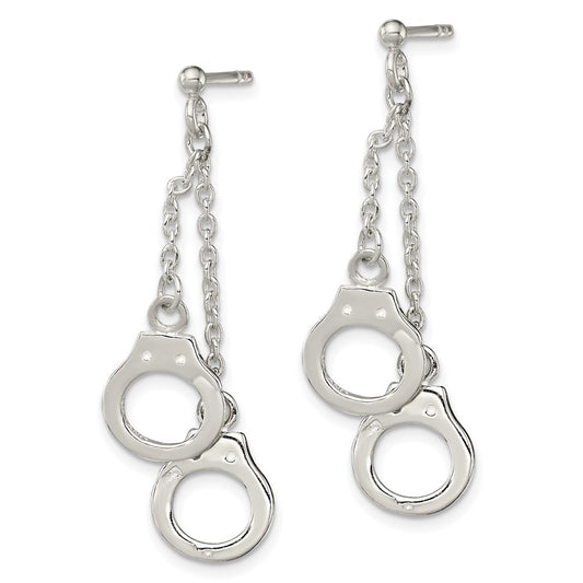 QE3955 Sterling Silver Hand Cuff Dangle Post Earrings