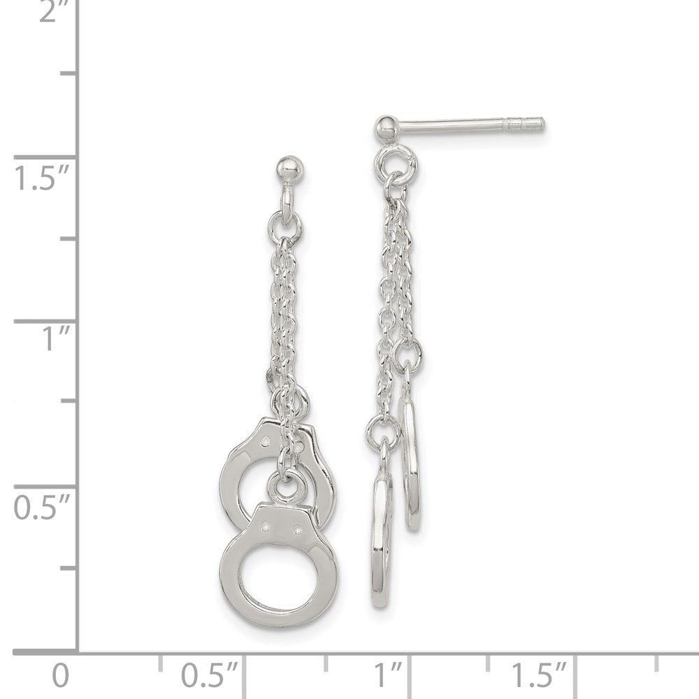 QE3955 Sterling Silver Hand Cuff Dangle Post Earrings