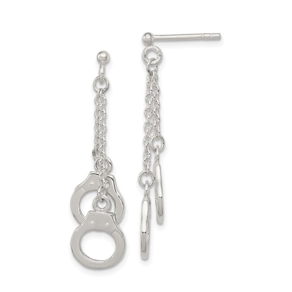 QE3955 Sterling Silver Hand Cuff Dangle Post Earrings