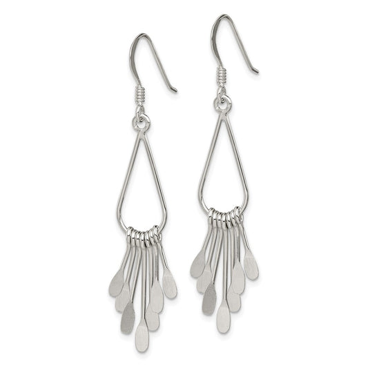 QE3982 Sterling Silver Polished Fancy Teardrop Dangle Earrings