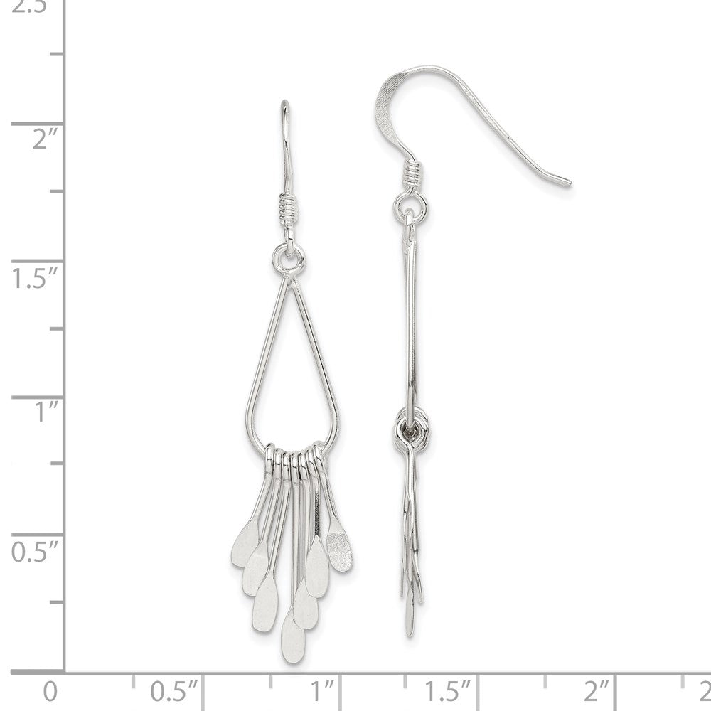 QE3982 Sterling Silver Polished Fancy Teardrop Dangle Earrings