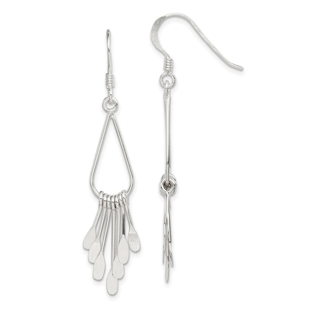 QE3982 Sterling Silver Polished Fancy Teardrop Dangle Earrings