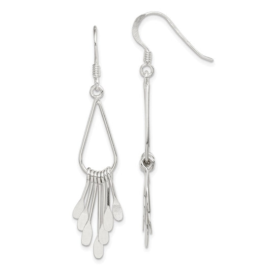 QE3982 Sterling Silver Polished Fancy Teardrop Dangle Earrings