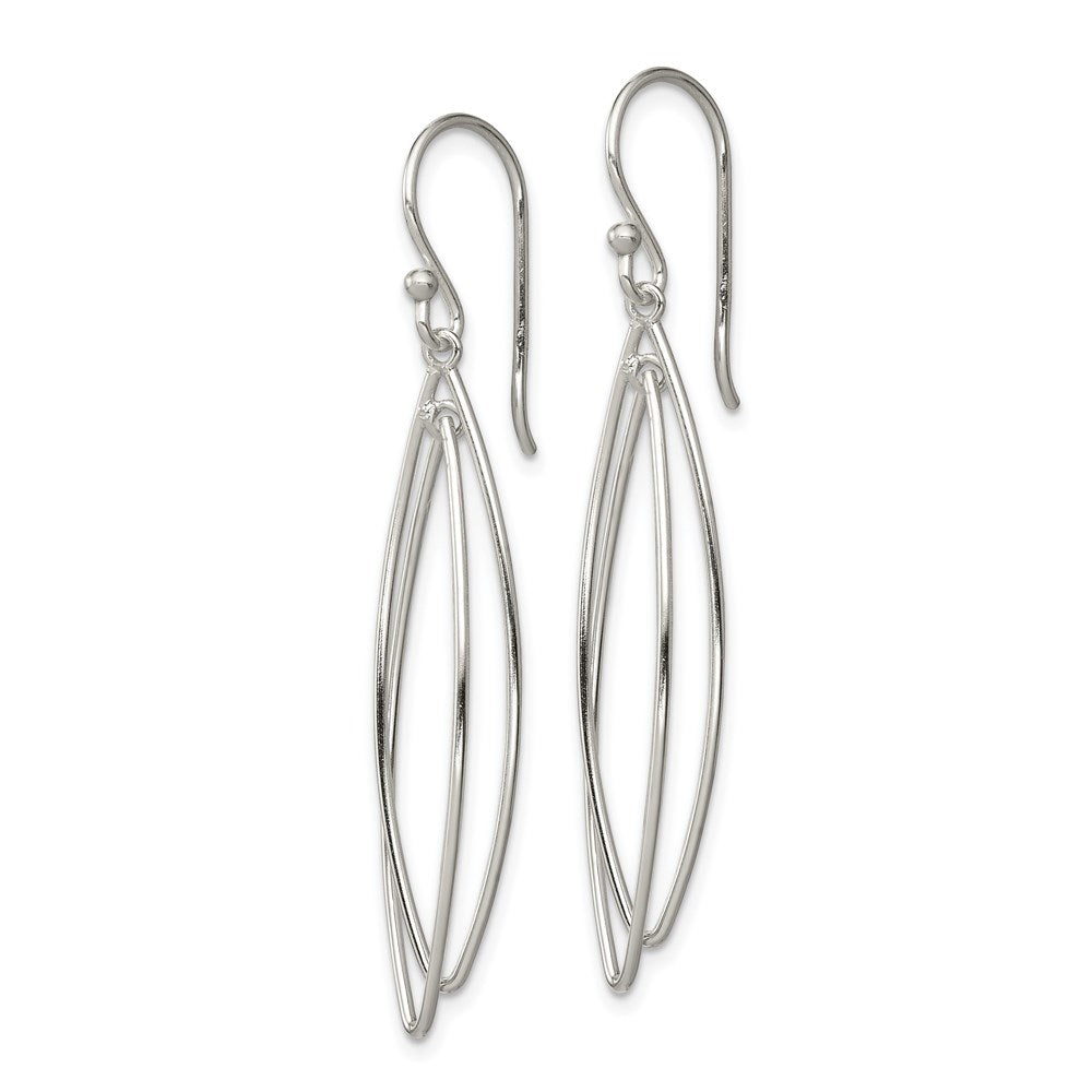 QE3985 Sterling Silver Polished Double Marquise Shape Dangle Earrings