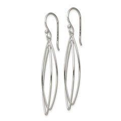 QE3985 Sterling Silver Polished Double Marquise Shape Dangle Earrings
