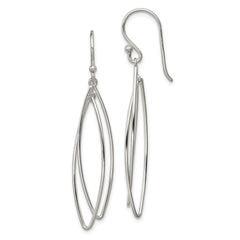 QE3985 Sterling Silver Polished Double Marquise Shape Dangle Earrings