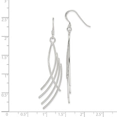 QE3988 Sterling Silver Polished Fancy Curved Design Dangle Earrings