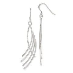 QE3988 Sterling Silver Polished Fancy Curved Design Dangle Earrings