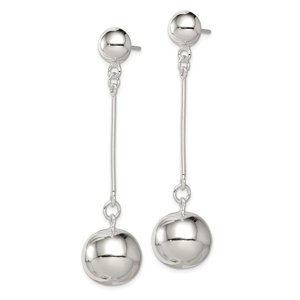QE3996 Sterling Silver Polished 14mm Ball Post Dangle Earrings