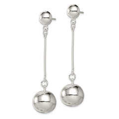 QE3996 Sterling Silver Polished 14mm Ball Post Dangle Earrings