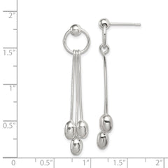 QE4000 Sterling Silver Polished Multi-strand Oval Beaded Post Dangle Earrings