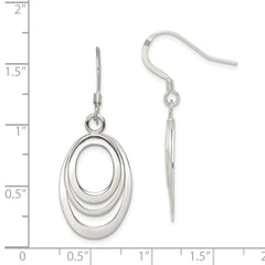QE4009 Sterling Silver Polished Triple Oval Dangle Earrings