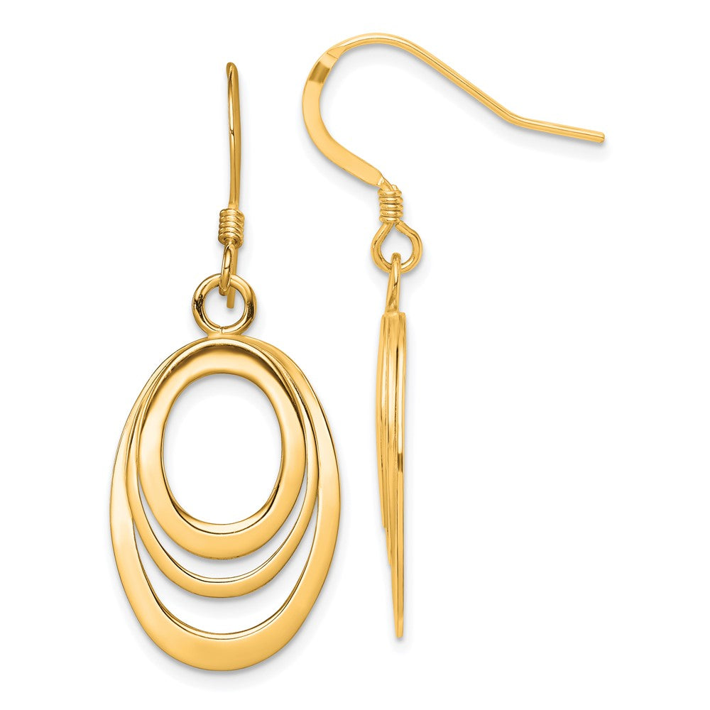 QE4009GP Sterling Silver Flash Gold-plated Polished Triple Oval Dangle Earrings