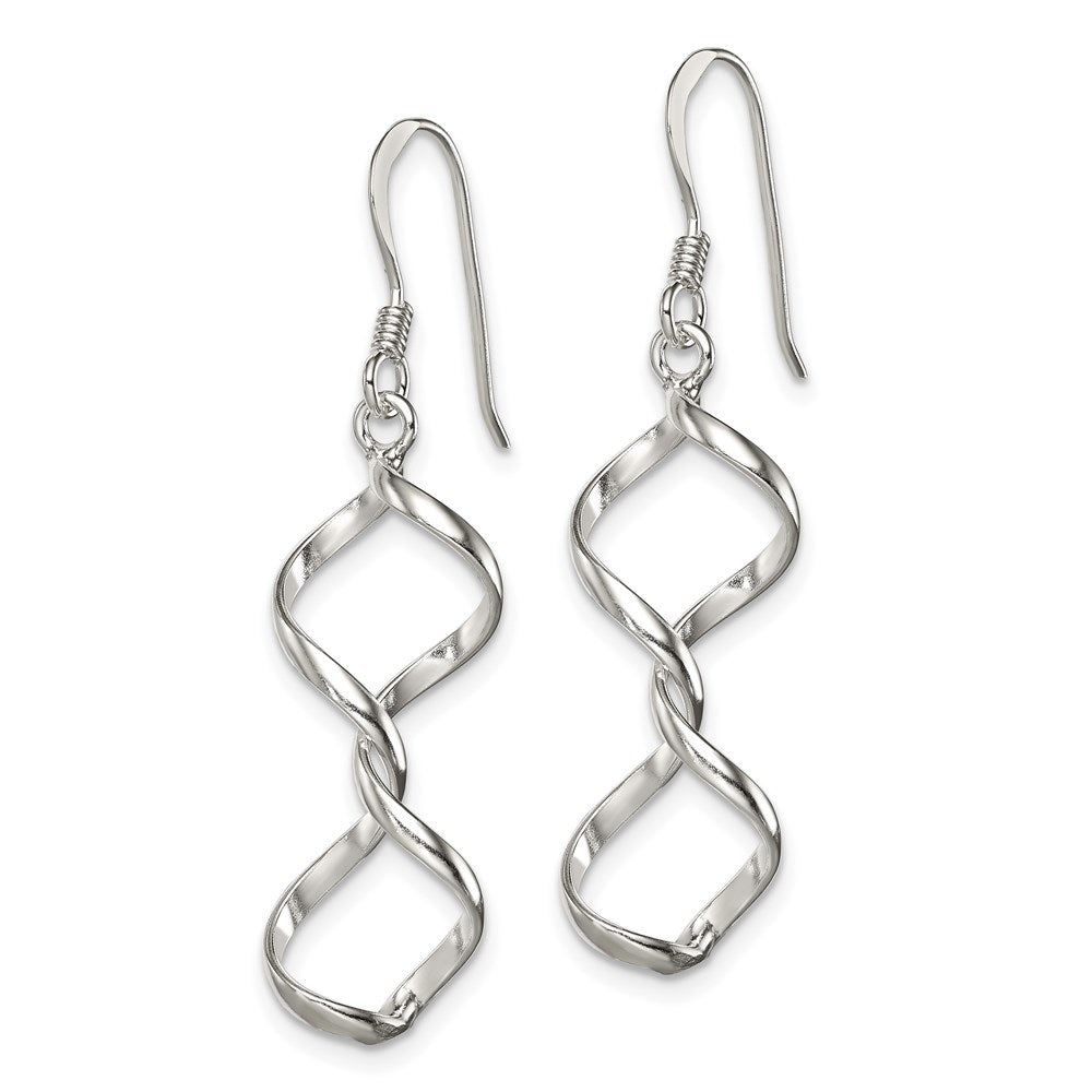 QE4024 Sterling Silver Polished Fancy Twisted Dangle Earrings