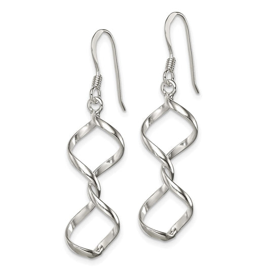 QE4024 Sterling Silver Polished Fancy Twisted Dangle Earrings