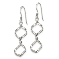 QE4024 Sterling Silver Polished Fancy Twisted Dangle Earrings