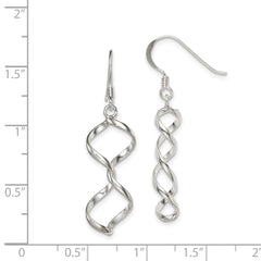 QE4024 Sterling Silver Polished Fancy Twisted Dangle Earrings