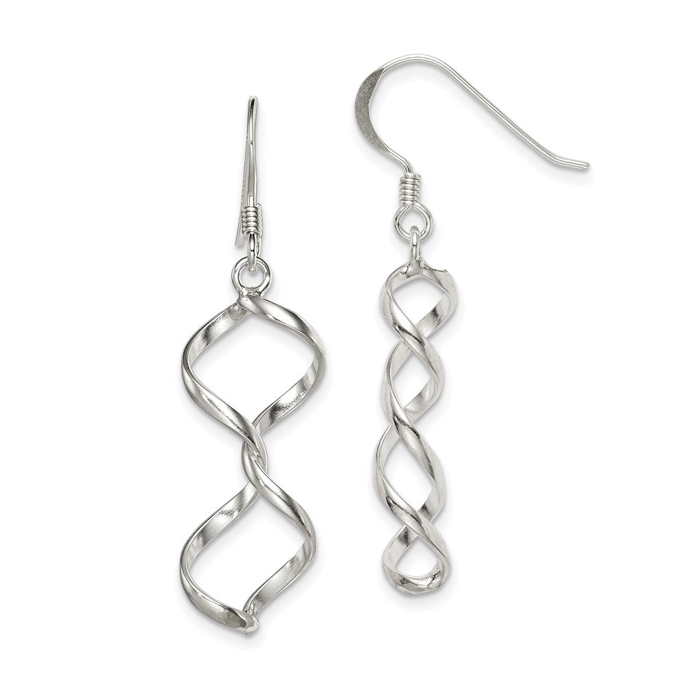 QE4024 Sterling Silver Polished Fancy Twisted Dangle Earrings