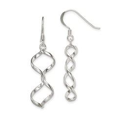 QE4024 Sterling Silver Polished Fancy Twisted Dangle Earrings