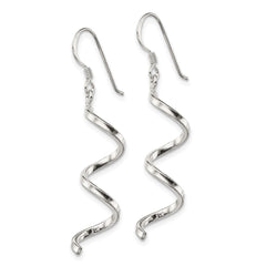 QE4032 Sterling Silver Polished Fancy Twisted Spiral Dangle Earrings