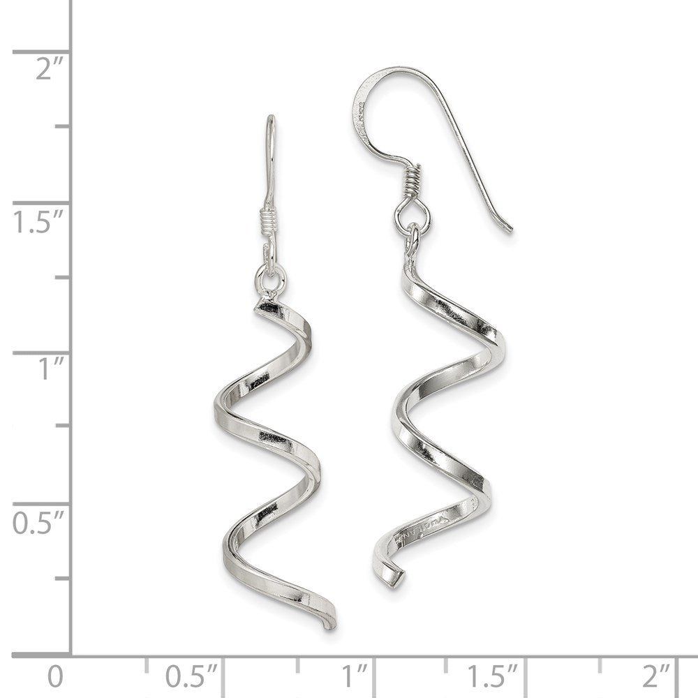 QE4032 Sterling Silver Polished Fancy Twisted Spiral Dangle Earrings