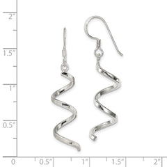 QE4032 Sterling Silver Polished Fancy Twisted Spiral Dangle Earrings