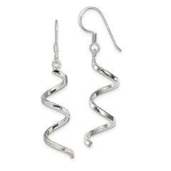 QE4032 Sterling Silver Polished Fancy Twisted Spiral Dangle Earrings