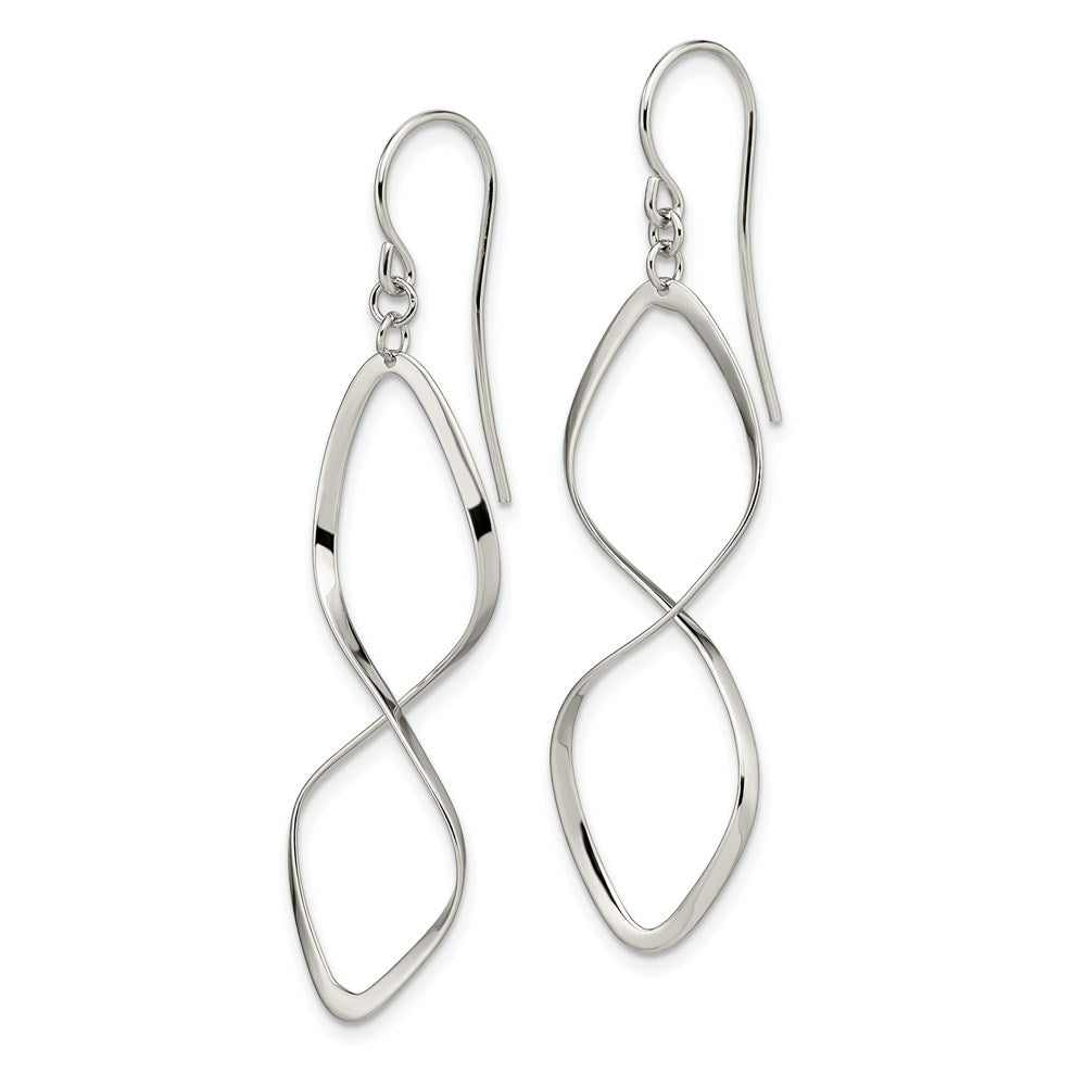 QE4066 Sterling Silver Rhodium-plated Polished Twisted Dangle Earrings