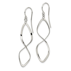 QE4066 Sterling Silver Rhodium-plated Polished Twisted Dangle Earrings