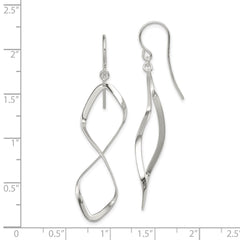 QE4066 Sterling Silver Rhodium-plated Polished Twisted Dangle Earrings