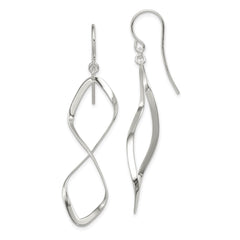 QE4066 Sterling Silver Rhodium-plated Polished Twisted Dangle Earrings