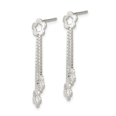 QE4094 Sterling Silver Flower Dangle Earrings