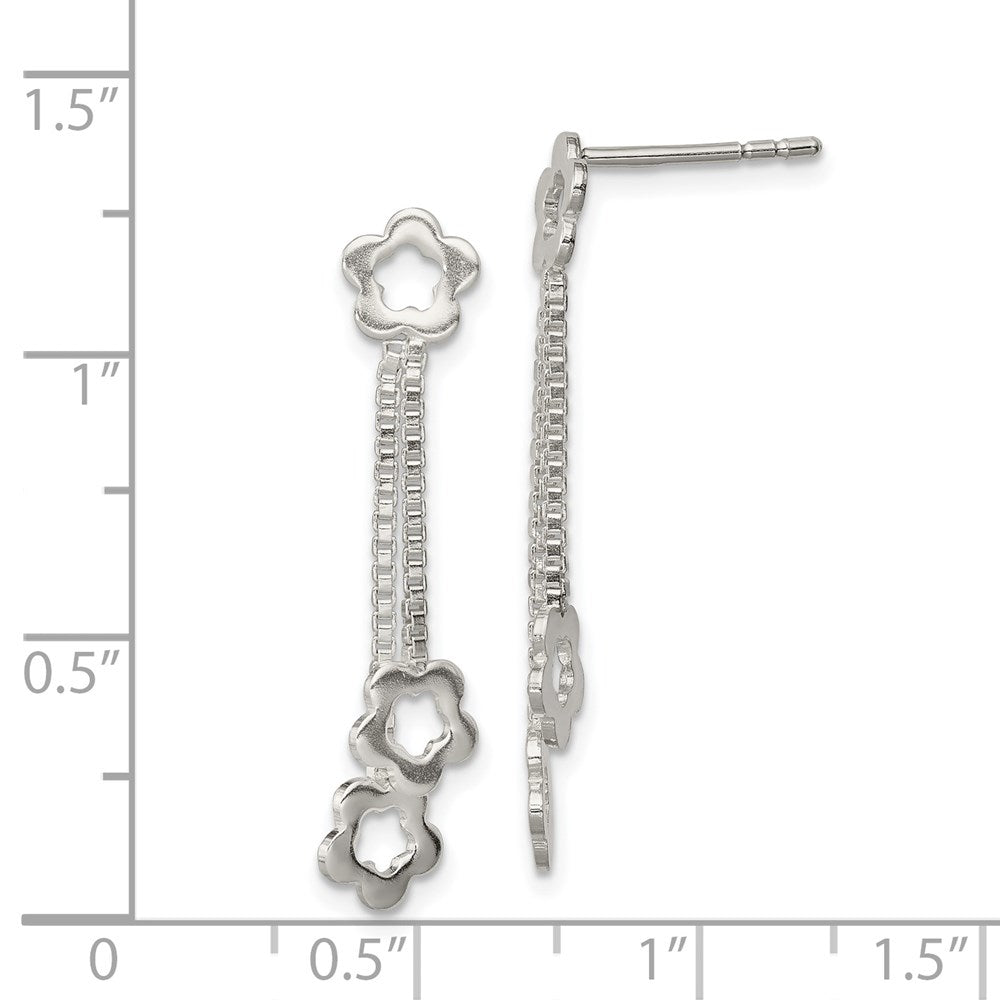 QE4094 Sterling Silver Flower Dangle Earrings