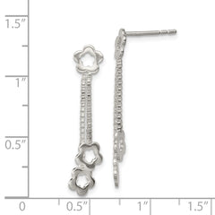 QE4094 Sterling Silver Flower Dangle Earrings