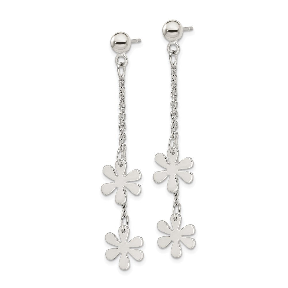 QE4097 Sterling Silver Flower Dangle Post Earring
