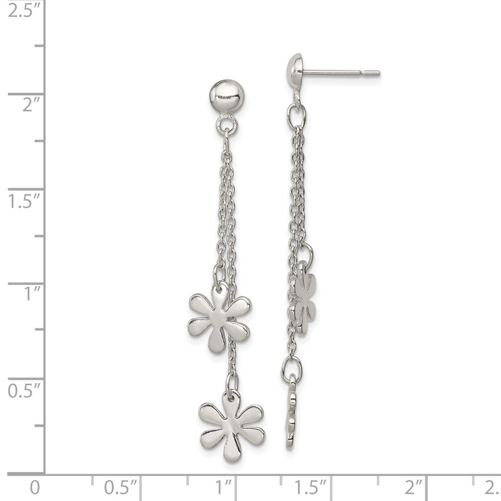 QE4097 Sterling Silver Flower Dangle Post Earring