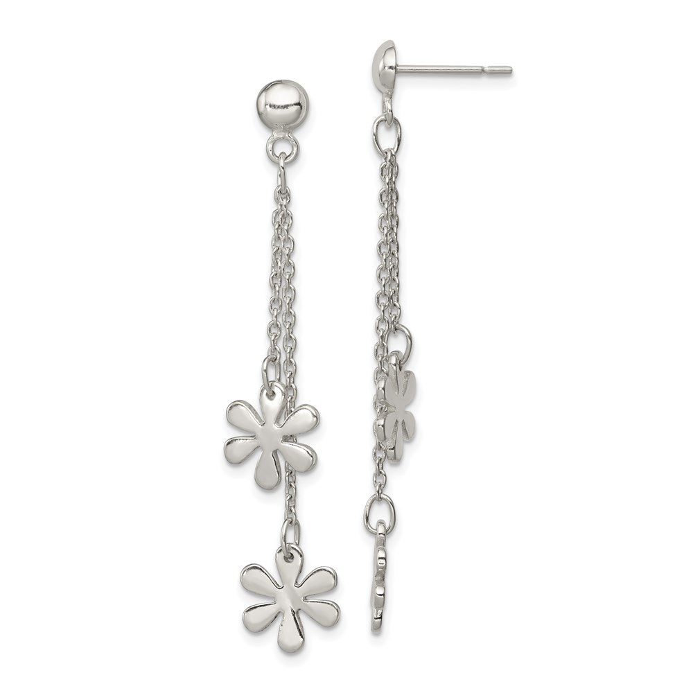 QE4097 Sterling Silver Flower Dangle Post Earring