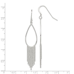 QE4118 Sterling Silver Polished Teardrop & Beaded Chain Dangle Earrings