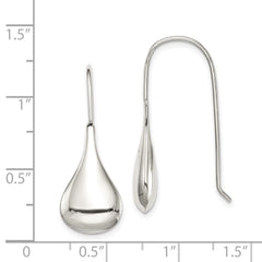 QE4123 Sterling Silver Tear Drop Shaped Drop Wire Earrings