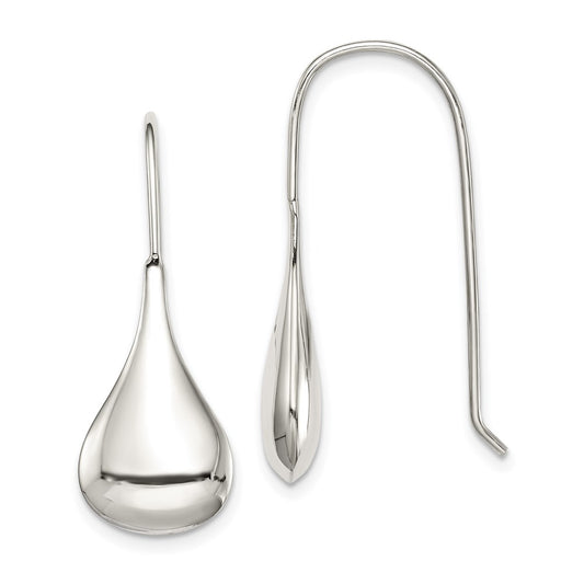 QE4123 Sterling Silver Tear Drop Shaped Drop Wire Earrings