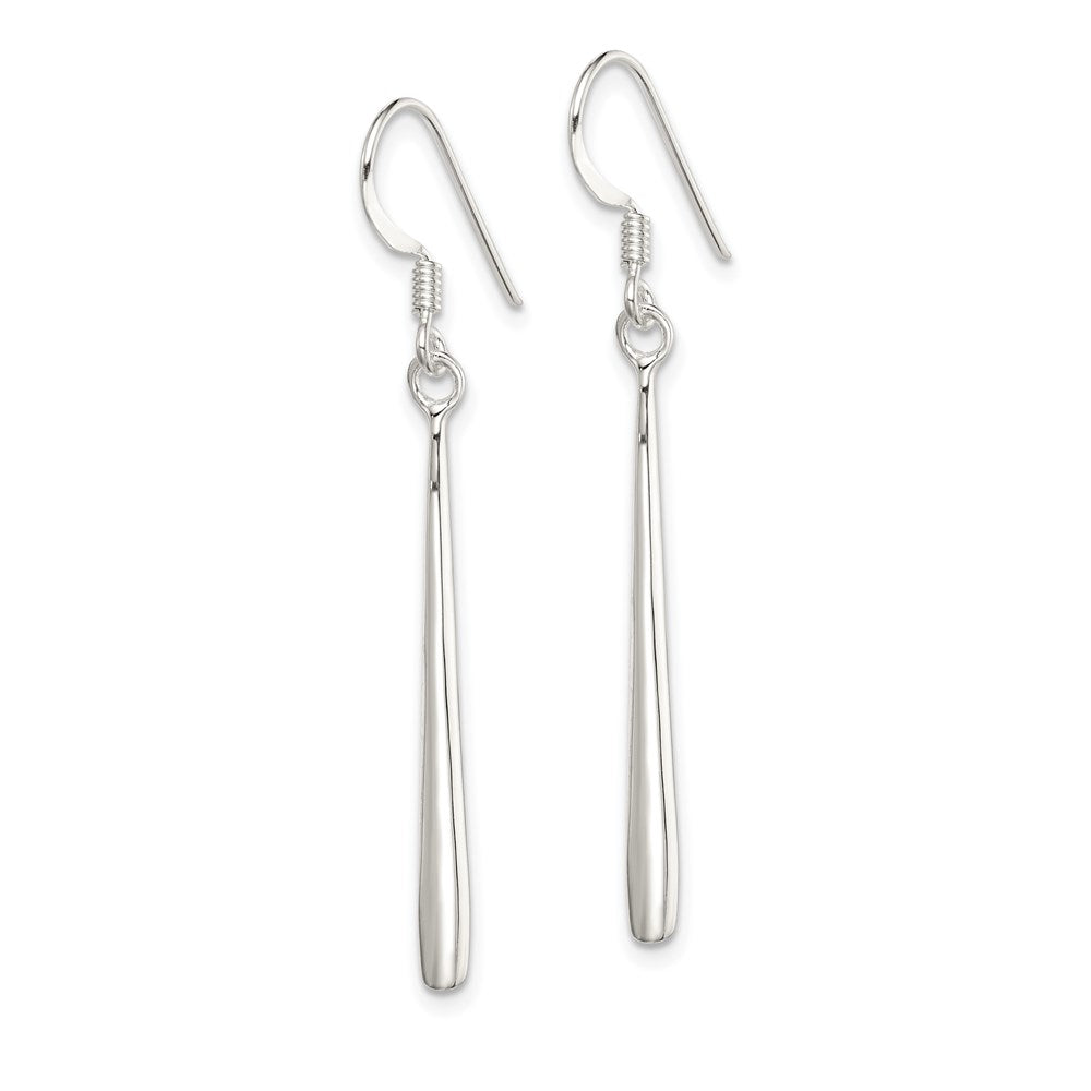 QE4135 Sterling Silver Polished Teardrop Bar Dangle Earrings